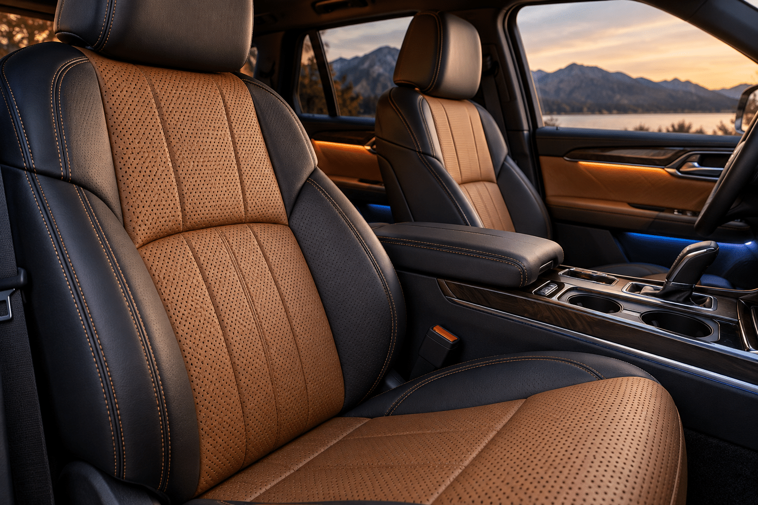 Perforated custom leather seats with heating and cooling